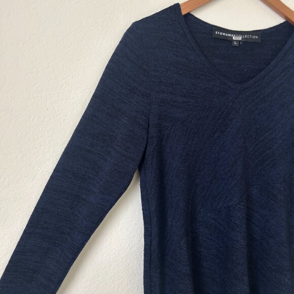 Stowaway Collection Sweater Womens Large Maternity Blue Black V-Neck Top L - Picture 3 of 6